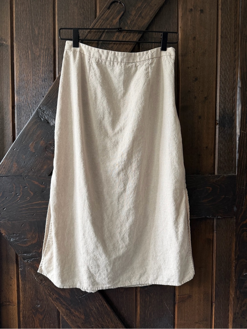 Old Navy Linen Blend Small Petite Classic Cream A-Line Midi Women's Skirt